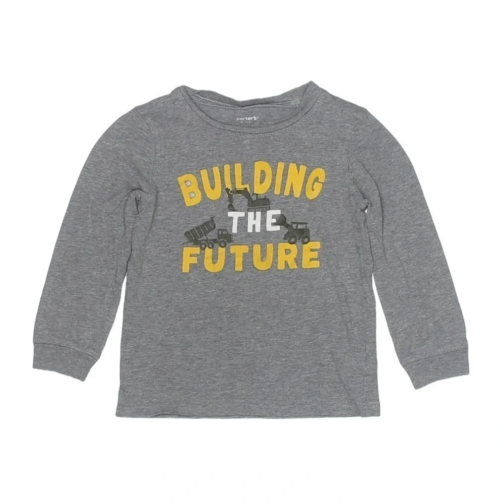 CARTER’S Boy’s Gray Graphic Long Sleeve Tee - 3T